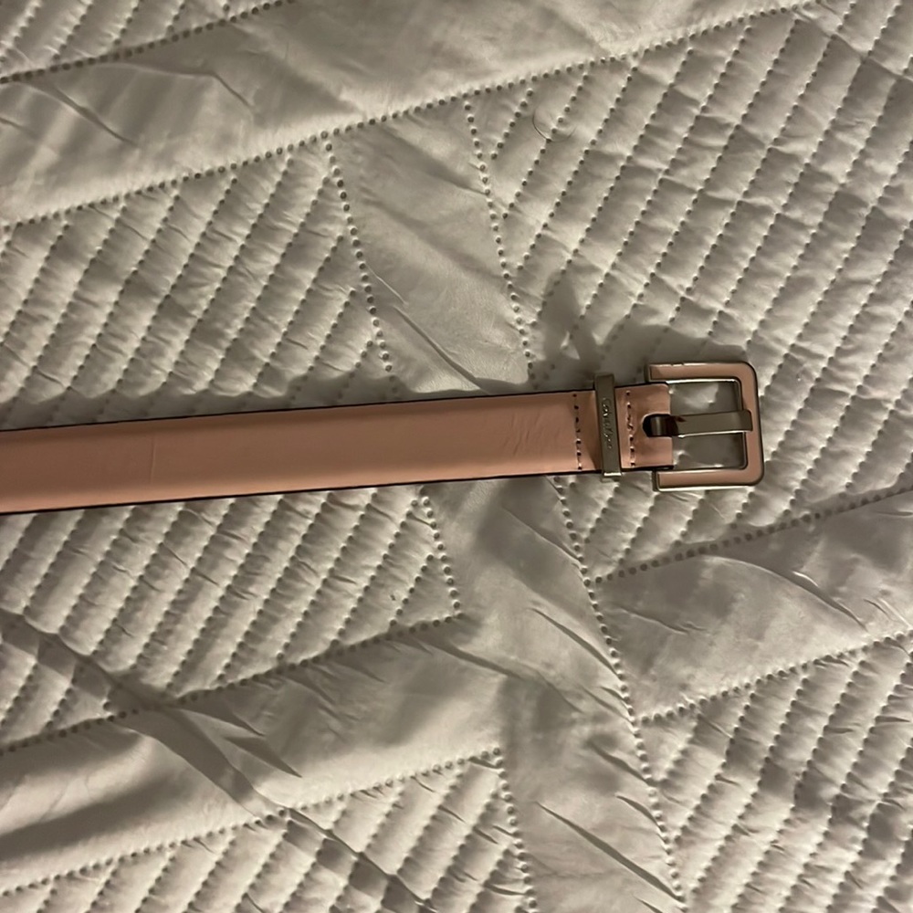 pink calvin klein genuine bonded leather belt